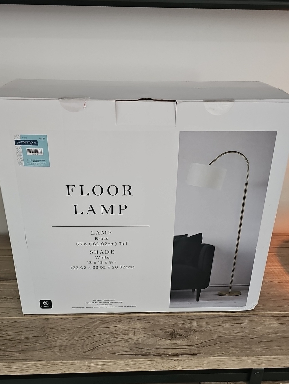 Brass Floor Lamp with White Shade - Home Office Lighting